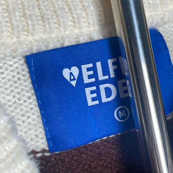 Aelfric Eden | Chunky Knit Striped Oversized Crewneck Grandpa Sweater Neutral - Picture 4 of 9